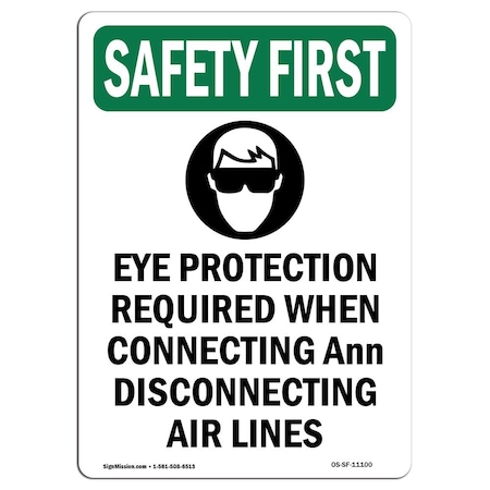 Signmission OSHA Sign, Eye Protection Required, 18in X 12in Decal, 12" W, 18" H, Portrait, OS-SF-D-1218-V-11100 OS-SF-D-1218-V-11100